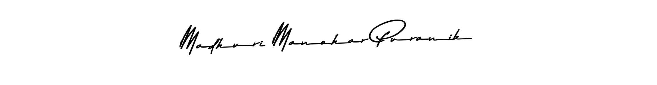 Make a beautiful signature design for name Madhuri Manohar Puranik. With this signature (Asem Kandis PERSONAL USE) style, you can create a handwritten signature for free. Madhuri Manohar Puranik signature style 9 images and pictures png