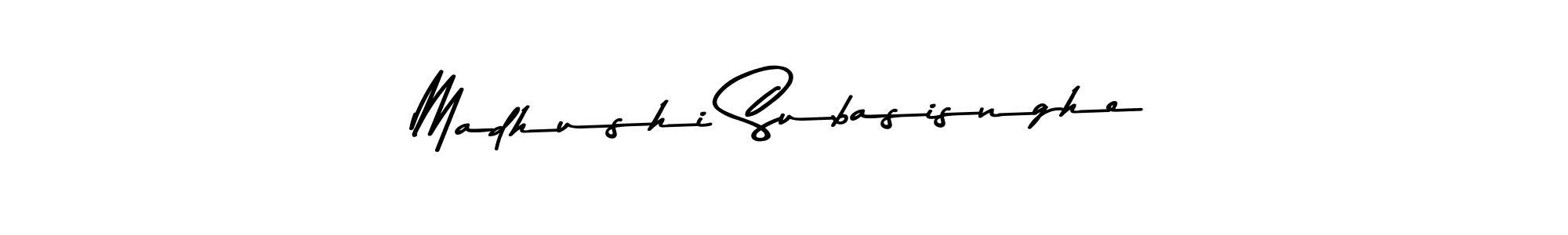 Create a beautiful signature design for name Madhushi Subasisnghe. With this signature (Asem Kandis PERSONAL USE) fonts, you can make a handwritten signature for free. Madhushi Subasisnghe signature style 9 images and pictures png