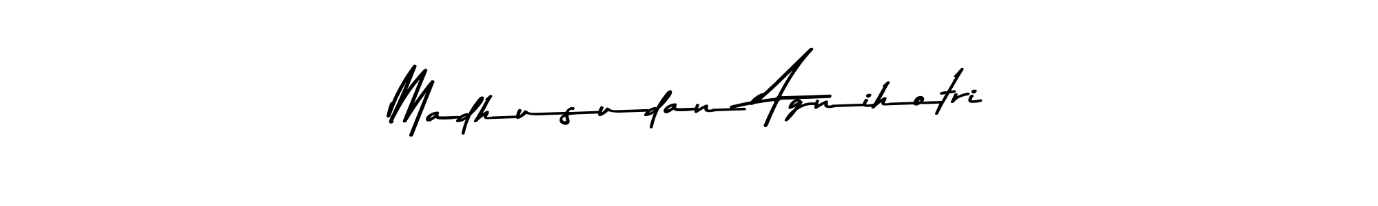 Make a beautiful signature design for name Madhusudan Agnihotri. With this signature (Asem Kandis PERSONAL USE) style, you can create a handwritten signature for free. Madhusudan Agnihotri signature style 9 images and pictures png