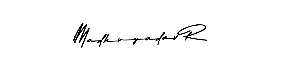 Make a beautiful signature design for name Madhuyadav R. With this signature (Asem Kandis PERSONAL USE) style, you can create a handwritten signature for free. Madhuyadav R signature style 9 images and pictures png