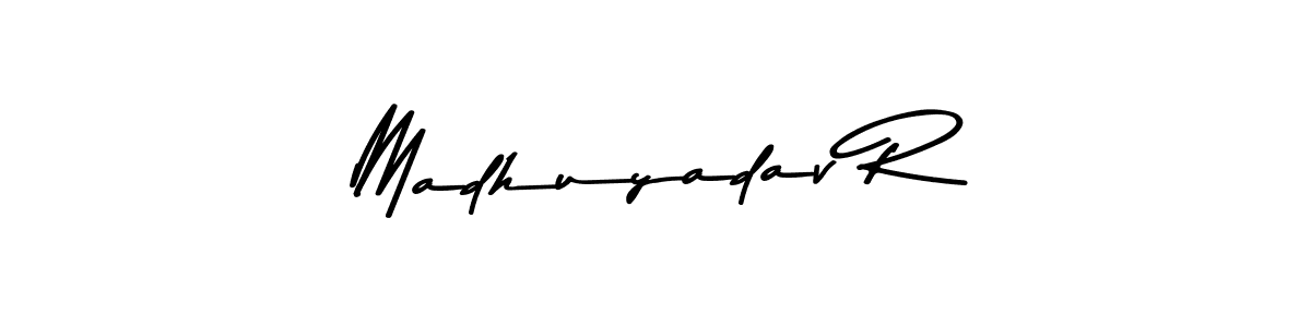 Make a beautiful signature design for name Madhuyadav R. With this signature (Asem Kandis PERSONAL USE) style, you can create a handwritten signature for free. Madhuyadav R signature style 9 images and pictures png