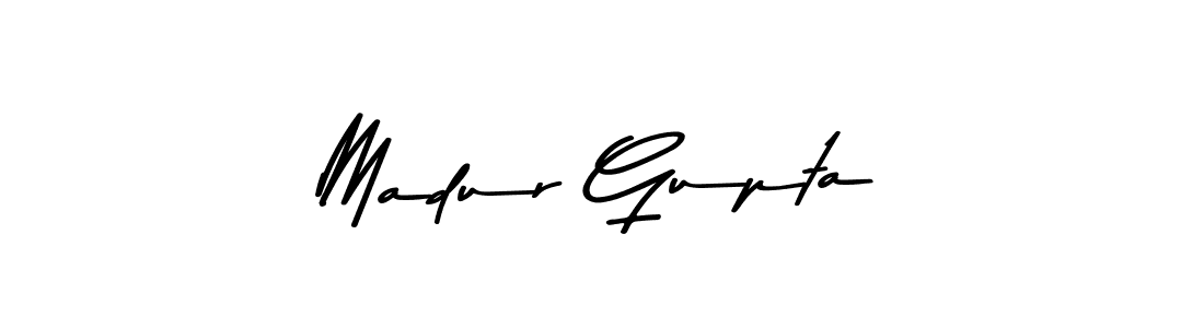 How to make Madur Gupta name signature. Use Asem Kandis PERSONAL USE style for creating short signs online. This is the latest handwritten sign. Madur Gupta signature style 9 images and pictures png