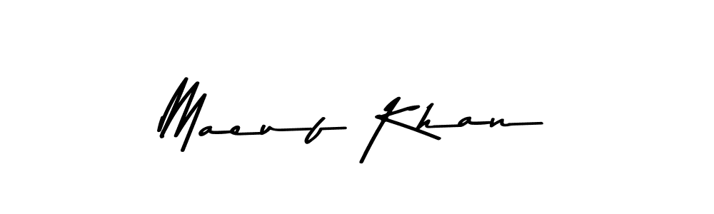 Make a beautiful signature design for name Maeuf Khan. With this signature (Asem Kandis PERSONAL USE) style, you can create a handwritten signature for free. Maeuf Khan signature style 9 images and pictures png