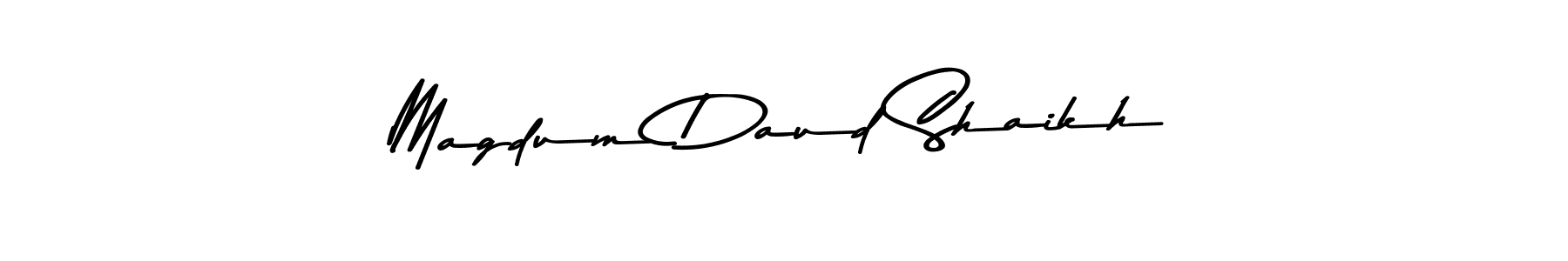 Also You can easily find your signature by using the search form. We will create Magdum Daud Shaikh name handwritten signature images for you free of cost using Asem Kandis PERSONAL USE sign style. Magdum Daud Shaikh signature style 9 images and pictures png