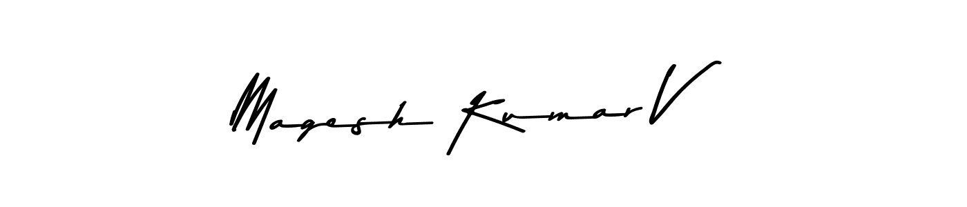 How to make Magesh Kumar V name signature. Use Asem Kandis PERSONAL USE style for creating short signs online. This is the latest handwritten sign. Magesh Kumar V signature style 9 images and pictures png