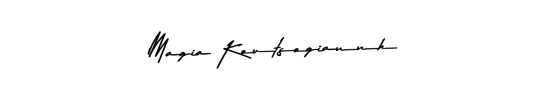 Create a beautiful signature design for name Magia Koutsogiannh. With this signature (Asem Kandis PERSONAL USE) fonts, you can make a handwritten signature for free. Magia Koutsogiannh signature style 9 images and pictures png