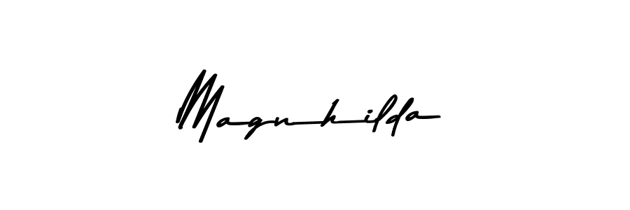 Create a beautiful signature design for name Magnhilda. With this signature (Asem Kandis PERSONAL USE) fonts, you can make a handwritten signature for free. Magnhilda signature style 9 images and pictures png