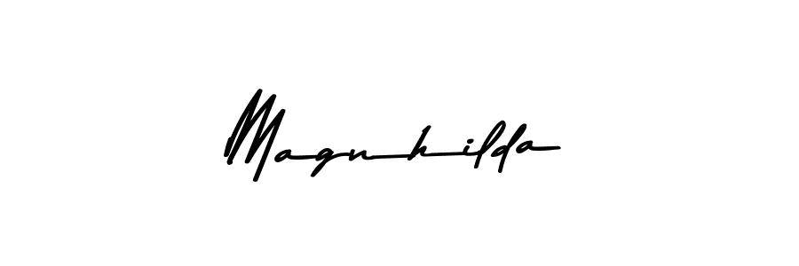 Create a beautiful signature design for name Magnhilda. With this signature (Asem Kandis PERSONAL USE) fonts, you can make a handwritten signature for free. Magnhilda signature style 9 images and pictures png