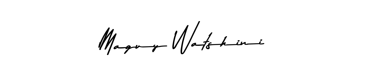 Make a beautiful signature design for name Maguy Watshini. With this signature (Asem Kandis PERSONAL USE) style, you can create a handwritten signature for free. Maguy Watshini signature style 9 images and pictures png