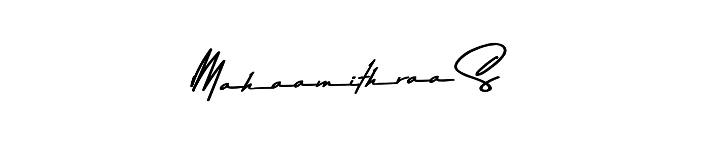 Make a beautiful signature design for name Mahaamithraa S. With this signature (Asem Kandis PERSONAL USE) style, you can create a handwritten signature for free. Mahaamithraa S signature style 9 images and pictures png