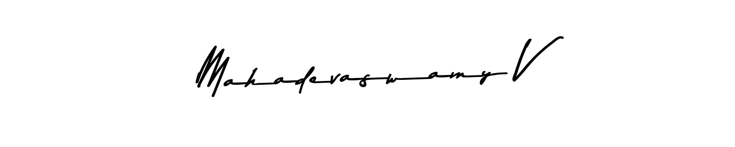 Create a beautiful signature design for name Mahadevaswamy V. With this signature (Asem Kandis PERSONAL USE) fonts, you can make a handwritten signature for free. Mahadevaswamy V signature style 9 images and pictures png