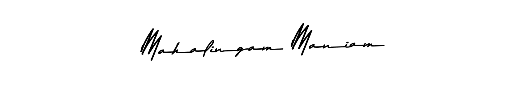 The best way (Asem Kandis PERSONAL USE) to make a short signature is to pick only two or three words in your name. The name Mahalingam Maniam include a total of six letters. For converting this name. Mahalingam Maniam signature style 9 images and pictures png