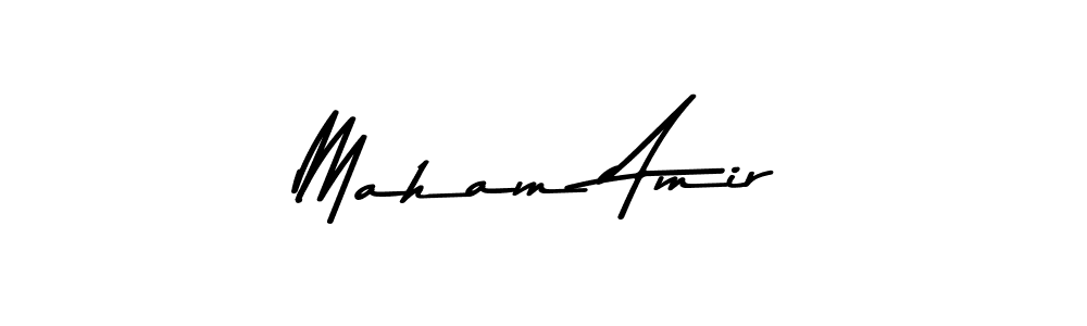 Also You can easily find your signature by using the search form. We will create Maham Amir name handwritten signature images for you free of cost using Asem Kandis PERSONAL USE sign style. Maham Amir signature style 9 images and pictures png