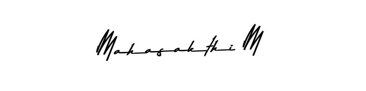 Create a beautiful signature design for name Mahasakthi M. With this signature (Asem Kandis PERSONAL USE) fonts, you can make a handwritten signature for free. Mahasakthi M signature style 9 images and pictures png