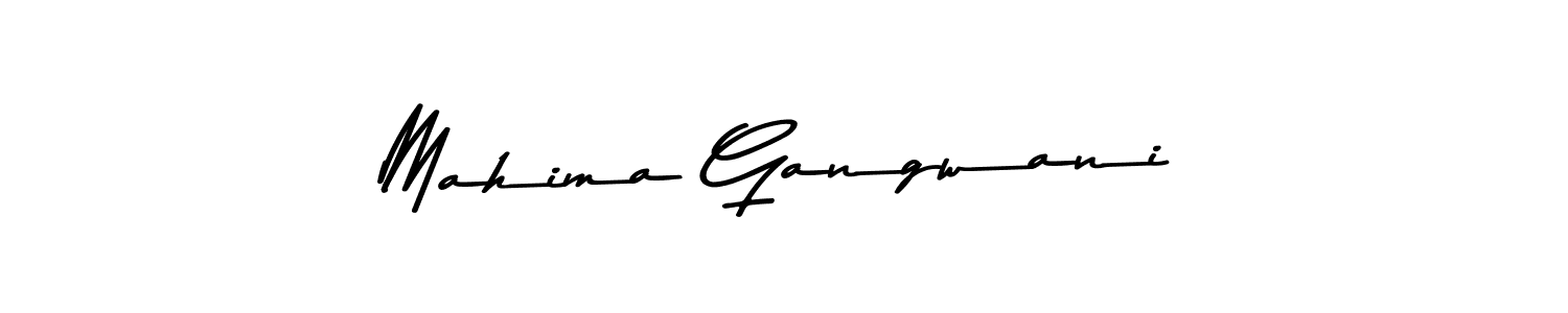 How to make Mahima Gangwani name signature. Use Asem Kandis PERSONAL USE style for creating short signs online. This is the latest handwritten sign. Mahima Gangwani signature style 9 images and pictures png