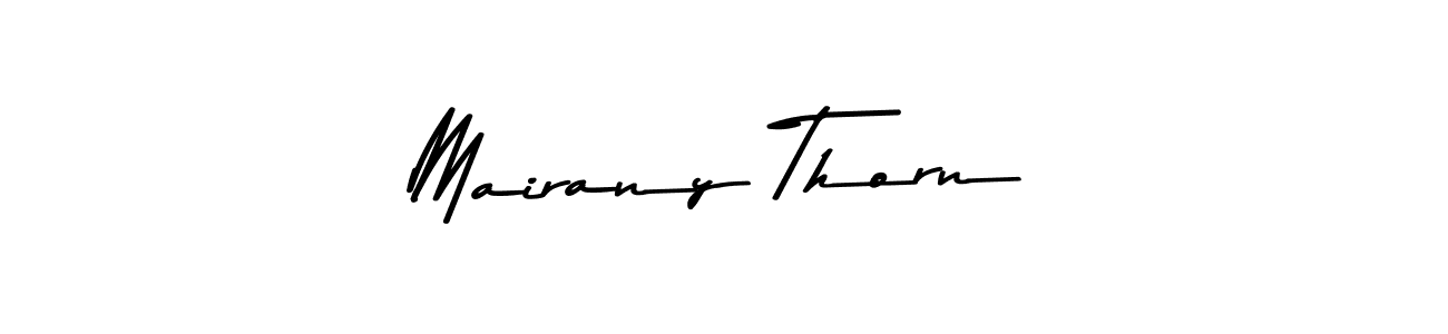 Create a beautiful signature design for name Mairany Thorn. With this signature (Asem Kandis PERSONAL USE) fonts, you can make a handwritten signature for free. Mairany Thorn signature style 9 images and pictures png