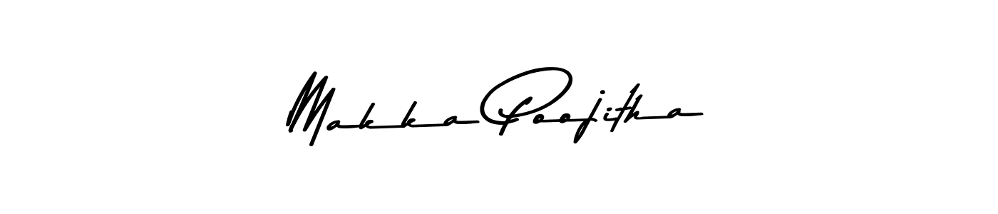 How to make Makka Poojitha name signature. Use Asem Kandis PERSONAL USE style for creating short signs online. This is the latest handwritten sign. Makka Poojitha signature style 9 images and pictures png