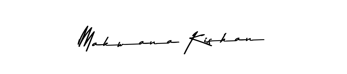 How to make Makwana Kishan name signature. Use Asem Kandis PERSONAL USE style for creating short signs online. This is the latest handwritten sign. Makwana Kishan signature style 9 images and pictures png