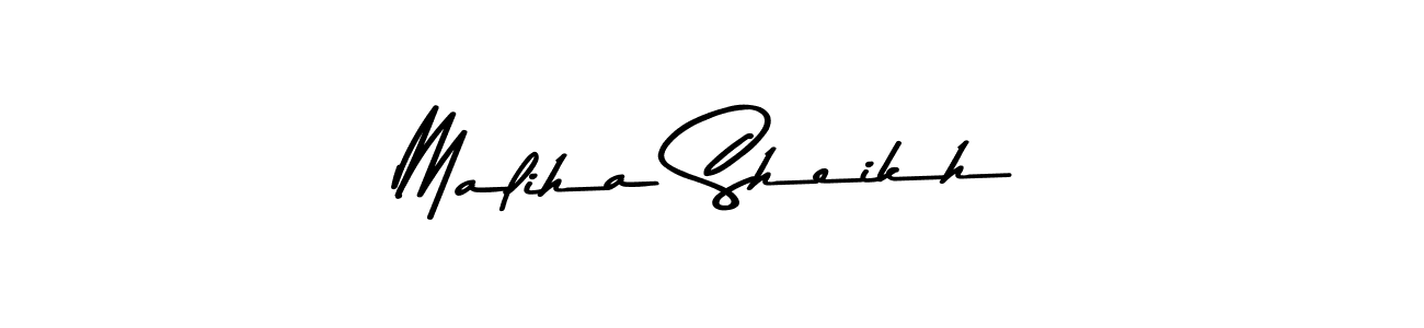 How to make Maliha Sheikh name signature. Use Asem Kandis PERSONAL USE style for creating short signs online. This is the latest handwritten sign. Maliha Sheikh signature style 9 images and pictures png