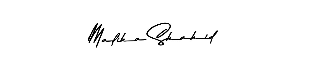 How to make Malika Shahid name signature. Use Asem Kandis PERSONAL USE style for creating short signs online. This is the latest handwritten sign. Malika Shahid signature style 9 images and pictures png