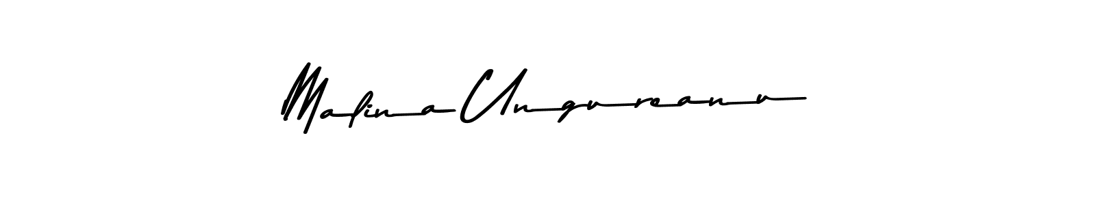How to make Malina Ungureanu name signature. Use Asem Kandis PERSONAL USE style for creating short signs online. This is the latest handwritten sign. Malina Ungureanu signature style 9 images and pictures png