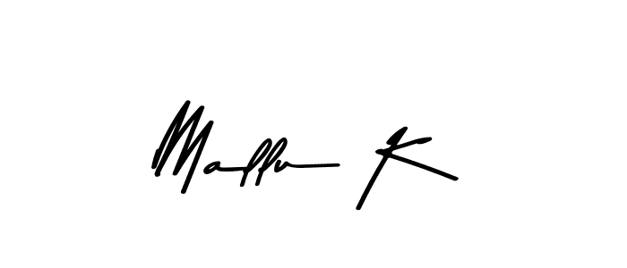How to make Mallu K name signature. Use Asem Kandis PERSONAL USE style for creating short signs online. This is the latest handwritten sign. Mallu K signature style 9 images and pictures png