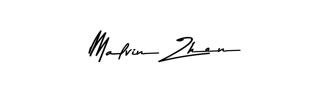 How to make Malvin Zhen name signature. Use Asem Kandis PERSONAL USE style for creating short signs online. This is the latest handwritten sign. Malvin Zhen signature style 9 images and pictures png
