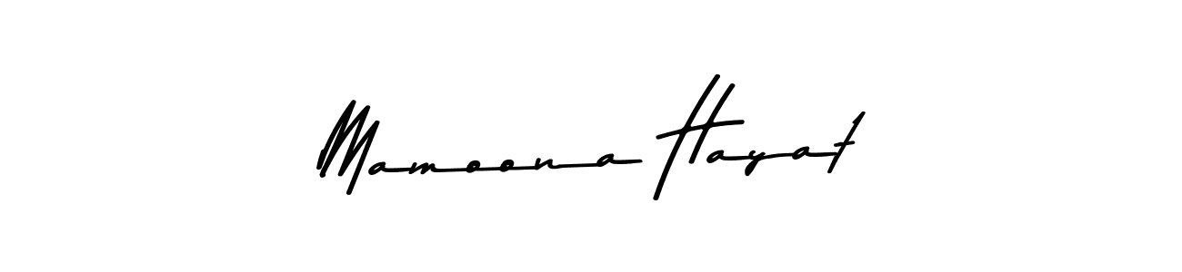 Create a beautiful signature design for name Mamoona Hayat. With this signature (Asem Kandis PERSONAL USE) fonts, you can make a handwritten signature for free. Mamoona Hayat signature style 9 images and pictures png