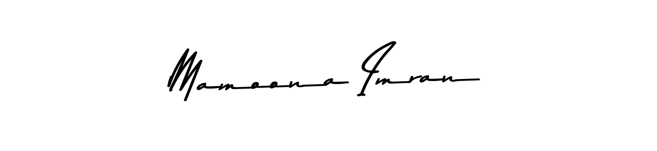 Create a beautiful signature design for name Mamoona Imran. With this signature (Asem Kandis PERSONAL USE) fonts, you can make a handwritten signature for free. Mamoona Imran signature style 9 images and pictures png