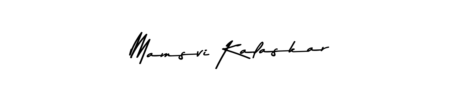 Make a beautiful signature design for name Mamsvi Kalaskar. With this signature (Asem Kandis PERSONAL USE) style, you can create a handwritten signature for free. Mamsvi Kalaskar signature style 9 images and pictures png