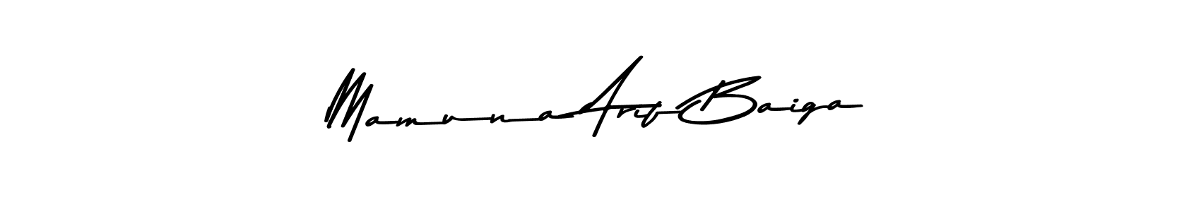 The best way (Asem Kandis PERSONAL USE) to make a short signature is to pick only two or three words in your name. The name Mamuna Arif Baiga include a total of six letters. For converting this name. Mamuna Arif Baiga signature style 9 images and pictures png