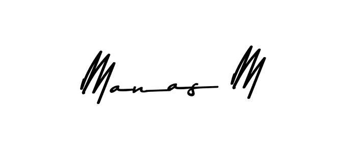How to make Manas M name signature. Use Asem Kandis PERSONAL USE style for creating short signs online. This is the latest handwritten sign. Manas M signature style 9 images and pictures png