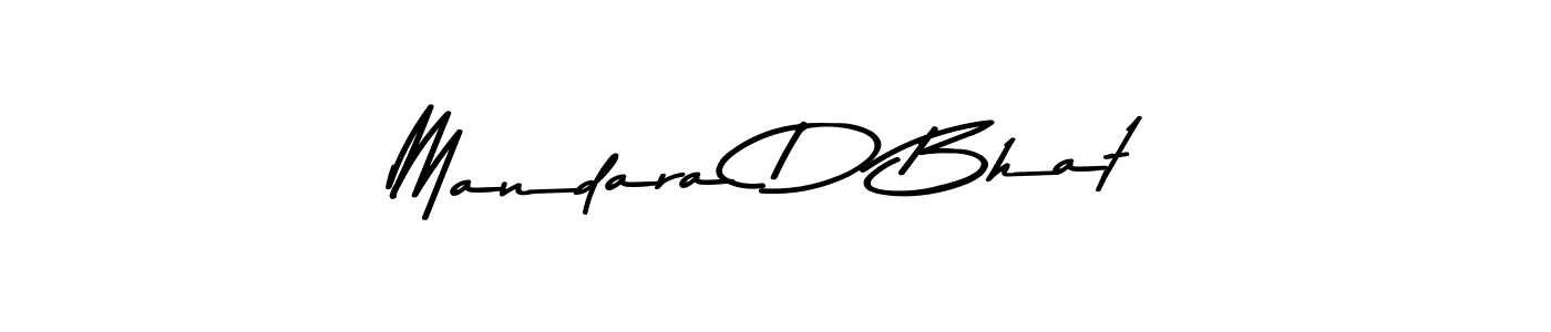 How to make Mandara D Bhat name signature. Use Asem Kandis PERSONAL USE style for creating short signs online. This is the latest handwritten sign. Mandara D Bhat signature style 9 images and pictures png