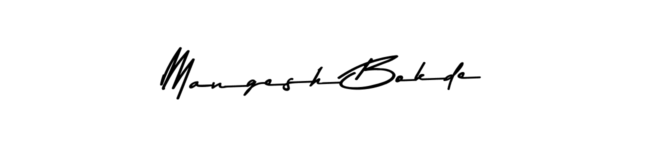 How to make Mangesh Bokde name signature. Use Asem Kandis PERSONAL USE style for creating short signs online. This is the latest handwritten sign. Mangesh Bokde signature style 9 images and pictures png