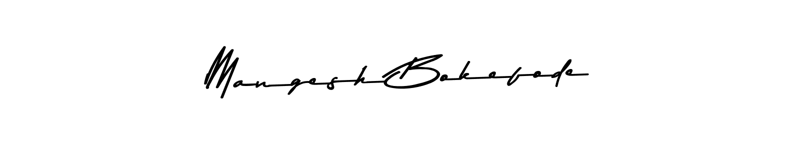 How to make Mangesh Bokefode name signature. Use Asem Kandis PERSONAL USE style for creating short signs online. This is the latest handwritten sign. Mangesh Bokefode signature style 9 images and pictures png