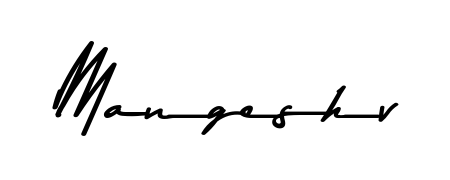 Create an unforgettable impression when signing with Mangeshv name styled in Asem Kandis PERSONAL USE typography. 100% free online generator. Mangeshv signature style 9 images and pictures png