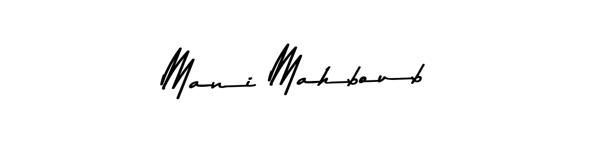 How to make Mani Mahboub name signature. Use Asem Kandis PERSONAL USE style for creating short signs online. This is the latest handwritten sign. Mani Mahboub signature style 9 images and pictures png