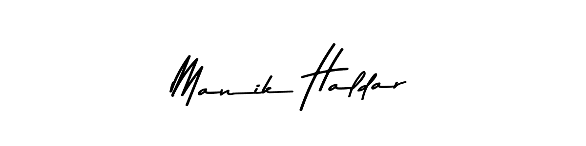 Create a beautiful signature design for name Manik Haldar. With this signature (Asem Kandis PERSONAL USE) fonts, you can make a handwritten signature for free. Manik Haldar signature style 9 images and pictures png