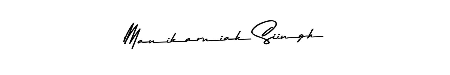 Make a beautiful signature design for name Manikarniak Siingh. With this signature (Asem Kandis PERSONAL USE) style, you can create a handwritten signature for free. Manikarniak Siingh signature style 9 images and pictures png