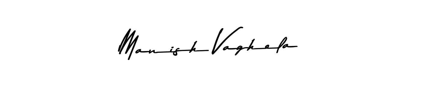 How to make Manish Vaghela name signature. Use Asem Kandis PERSONAL USE style for creating short signs online. This is the latest handwritten sign. Manish Vaghela signature style 9 images and pictures png