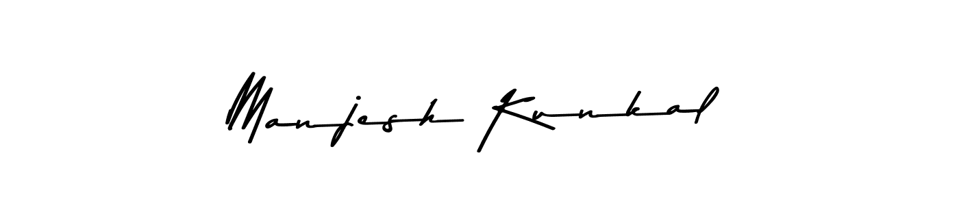 Make a beautiful signature design for name Manjesh Kunkal. With this signature (Asem Kandis PERSONAL USE) style, you can create a handwritten signature for free. Manjesh Kunkal signature style 9 images and pictures png