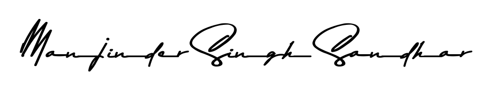 A sleek calligraphic signature for name Manjinder Singh Sandhar utilizing Asem Kandis PERSONAL USE styling. Great for adding personal signatures to photos and art. Manjinder Singh Sandhar signature style 9 images and pictures png