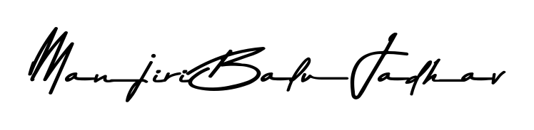 Master the art of signing with Manjiri Balu Jadhav written in fluent Asem Kandis PERSONAL USE script. A great template to practice and refine your handwriting. Manjiri Balu Jadhav signature style 9 images and pictures png
