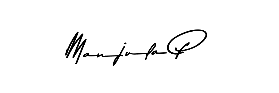 How to make Manjula P name signature. Use Asem Kandis PERSONAL USE style for creating short signs online. This is the latest handwritten sign. Manjula P signature style 9 images and pictures png