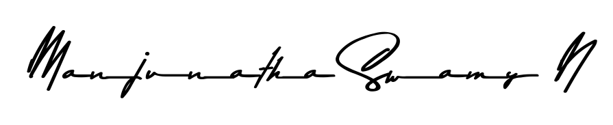 Similarly Asem Kandis PERSONAL USE is the best handwritten signature design. Signature creator online. You can use it as an online autograph creator for name Manjunatha Swamy N. Manjunatha Swamy N signature style 9 images and pictures png