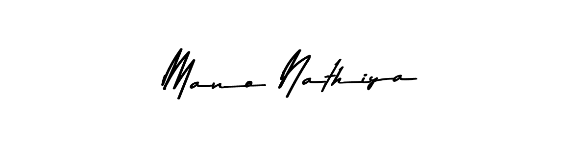 How to make Mano Nathiya name signature. Use Asem Kandis PERSONAL USE style for creating short signs online. This is the latest handwritten sign. Mano Nathiya signature style 9 images and pictures png