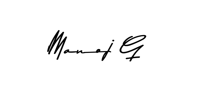 Create a beautiful signature design for name Manoj G. With this signature (Asem Kandis PERSONAL USE) fonts, you can make a handwritten signature for free. Manoj G signature style 9 images and pictures png