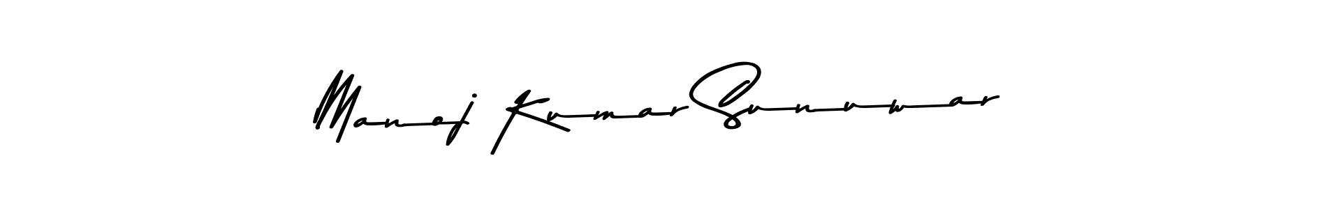 How to make Manoj Kumar Sunuwar name signature. Use Asem Kandis PERSONAL USE style for creating short signs online. This is the latest handwritten sign. Manoj Kumar Sunuwar signature style 9 images and pictures png