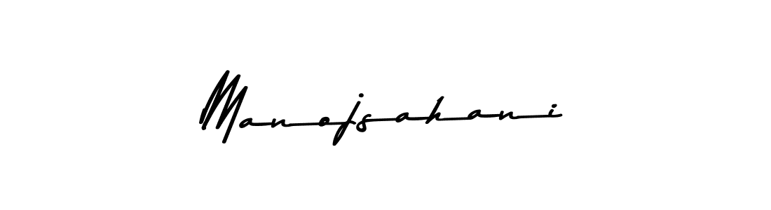 How to make Manojsahani name signature. Use Asem Kandis PERSONAL USE style for creating short signs online. This is the latest handwritten sign. Manojsahani signature style 9 images and pictures png