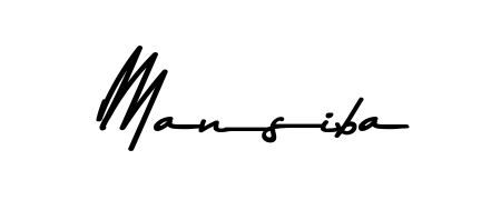 A stylish, flowing autograph style designed for name Mansiba using Asem Kandis PERSONAL USE typography. Perfect for digital creative projects. Mansiba signature style 9 images and pictures png